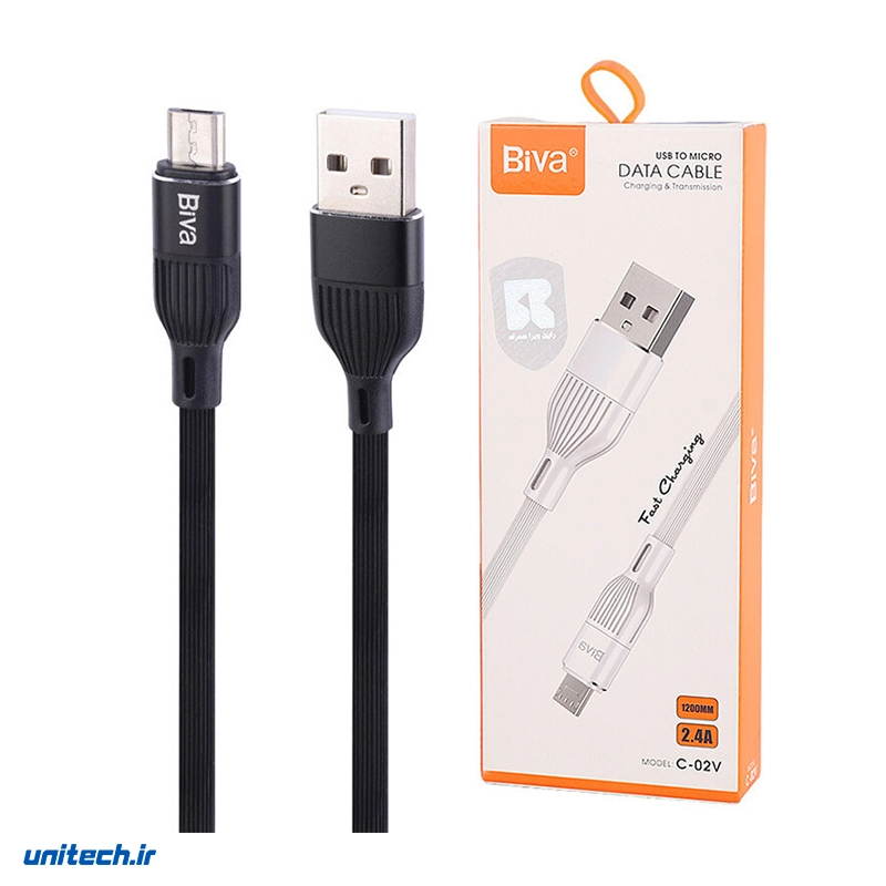 کابل میکرو یو اس بی فست شارژ 2.4 آمپر بیوا C02V طول 1.2 متر2